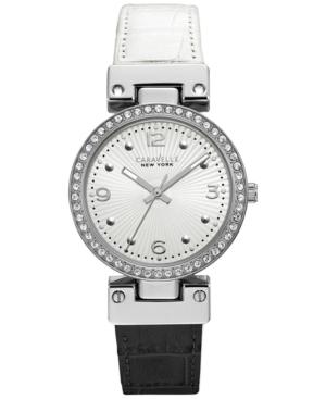Caravelle New York By Bulova Women's Black And White Reversible Leather Strap Watch 28mm 43l201