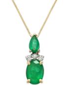 Emerald (1 Ct. T.w.) And Diamond Accent Pendant Necklace In 14k Gold