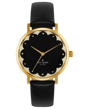 Kate Spade New York Watch, Women's Metro Black Leather Strap 34mm 1yru0227