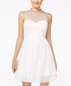 Blondie Nites Juniors' Embellished Illusion Fit & Flare Dress
