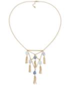 Carolee Gold-tone Blue Lace Agate Tassel Statement Necklace