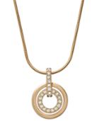 Swarovski Necklace, Rose Gold-tone Pave Double Open Circle Pendant Necklace