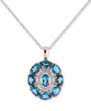 London Blue Topaz (4-1/2 Ct. T.w.) & Diamond (1/8 Ct. T.w.) Pendant Necklace In 14k Rose Gold