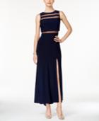Nightway Front-slit Illusion Gown