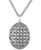 Effy Diamond Oval Pendant Necklace In Sterling Silver (1/5 Ct. T.w.)