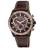 Citizen Watch, Men's Eco-drive Perpetual Chrono A-t Brown Leather Strap 42mm At4006-06x