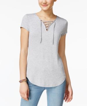 Ultra Flirt Juniors' Lace-up T-shirt