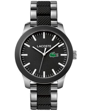 Lacoste Men's L.12.12 Stainless Steel And Black Silicone Bracelet Watch 43mm 2010890