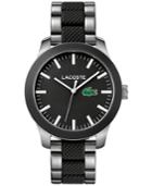 Lacoste Men's L.12.12 Stainless Steel And Black Silicone Bracelet Watch 43mm 2010890