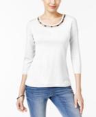 Karen Scott Cotton Cutout-neck Top, Created For Macy's