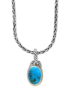 Turquesa By Effy Manufactured Turquoise Pendant Necklace (5-5/8 Ct. T.w.) In Sterling Silver And 18k Gold