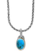 Turquesa By Effy Manufactured Turquoise Pendant Necklace (5-5/8 Ct. T.w.) In Sterling Silver And 18k Gold