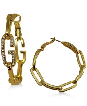 Guess Pave G Logo Link Hoop Earrings