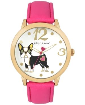 Betsey Johnson Women's Pink Faux Leather Strap Watch 44mm Bj00280-26