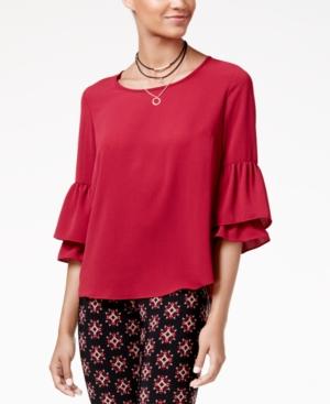 Bcx Juniors' Ruffled Bell-sleeve Necklace Top