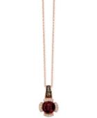 Le Vian Chocolatier Raspberry Rhodolite Garnet (1 Ct. T.w.) And Diamond (1/5 Ct. T.w.) Pendant Necklace In 14k Strawberry Rose Gold