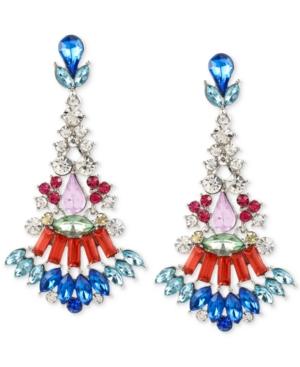 M. Haskell Silver-tone Multi-colored Faceted Stone Chandelier Earrings