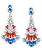M. Haskell Silver-tone Multi-colored Faceted Stone Chandelier Earrings