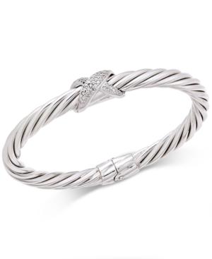 Diamond Torchon Crisscross Bangle Bracelet (1/3 Ct. T.w.) In Sterling Silver