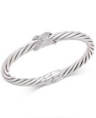 Diamond Torchon Crisscross Bangle Bracelet (1/3 Ct. T.w.) In Sterling Silver