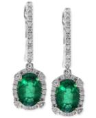 Brasilica By Effy Emerald (1-1/2 Ct. T.w.) And Diamond (1/4 Ct. T.w.) Earrings In 14k White Gold