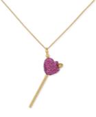 Simone I. Smith Pink Crystal Heart Lollipop Small Pendant Necklace In 18k Gold Over Sterling Silver
