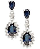 Sapphire (2 Ct. T.w.) And Diamond (1/3 Ct. T.w.) Drop Earrings In 14k White Gold