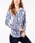 Inc International Concepts Printed Split-neck Shirt, Created For Macy's