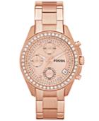Fossil Women's Chronograph Decker Rose Gold-tone Stainless Steel Bracelet Watch 38mm Es3352