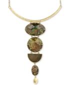 Lucky Brand Gold-tone Stone Pendant Necklace