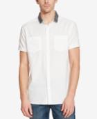 Kenneth Cole Reaction Men's Contrast-collar Short-sleeve Shirt