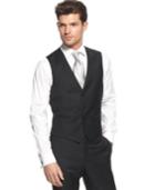 Calvin Klein Vest Black Solid 100% Wool Slim Fit