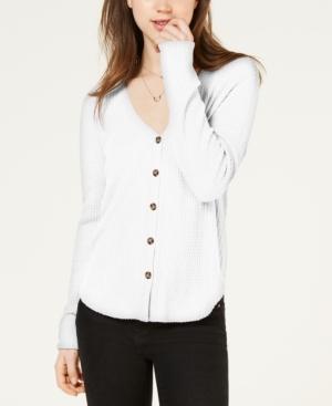 Hippie Rose Juniors' Waffle Button-front Top