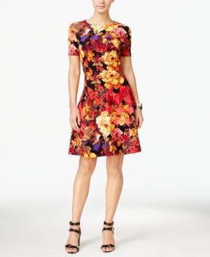 Eci Rose-print A-line Dress