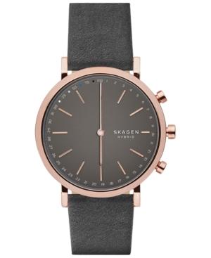 Skagen Women's Hald Gray Leather Strap Hybrid Smart Watch 40mm