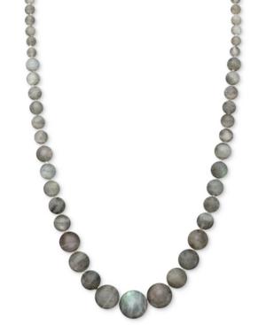 14k Gold Necklace, Grey Labradorite Graduated Necklace (6-16mm)