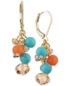 Anne Klein Gold-tone Beaded Cluster Earrings