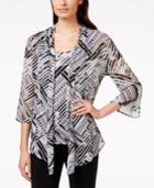 Jm Collection Layered-look Draped Printed Top, Only At Macy's
