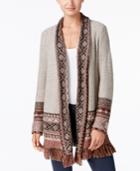 Style & Co Shawl-collar Fringed Cardigan, Created For Macy's