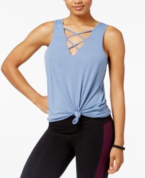 Material Girl Active Juniors' Juniors' Lace-up Printed Tank Top