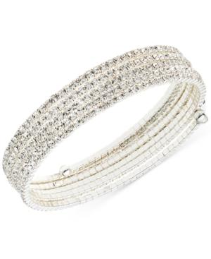 Anne Klein Silver-tone Multi-row Rhinestone Flex Bracelet