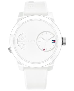 Tommy Hilfiger Men's White Silicone Strap Watch 44mm, Created For Macy's