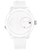 Tommy Hilfiger Men's White Silicone Strap Watch 44mm, Created For Macy's