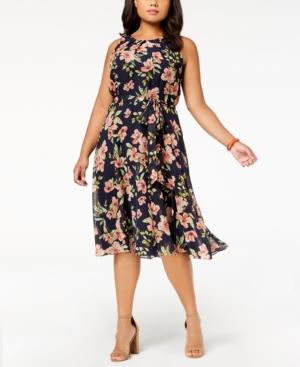 Jessica Howard Plus Size Sleeveless Floral-print Dress