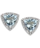 Aquamarine (3 Ct. T.w.) And Diamond (1/4 Ct. T.w.) Stud Earrings In 14k White Gold