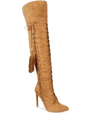 Chelsea & Zoe Petricia Fringe Lace-up Over-the-knee Boots Women's Shoes