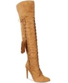 Chelsea & Zoe Petricia Fringe Lace-up Over-the-knee Boots Women's Shoes