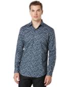 Perry Ellis Big And Tall Navy Rose Print Shirt