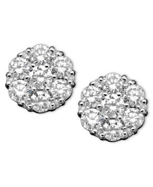 Diamond Cluster Earrings In 14k White Gold (2 Ct. T.w.)