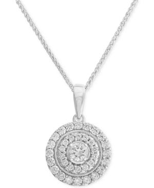 Diamond Disc Pendant 18 Necklace (3/4 Ct. T.w.) In 14k White Gold